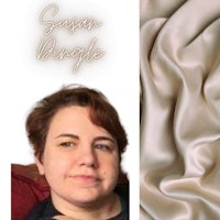 a photo of a woman and a piece of fabric