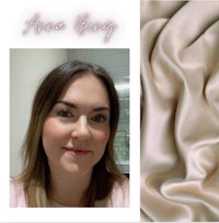 a photo of a woman and a piece of fabric