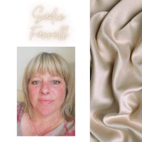 a photo of a woman and a piece of fabric