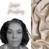 a photo of a woman with a beige background and the words leesa mckay