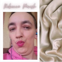 a picture of a woman with a pink lip and earphones