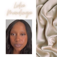 a photo of a woman with long hair and a piece of fabric